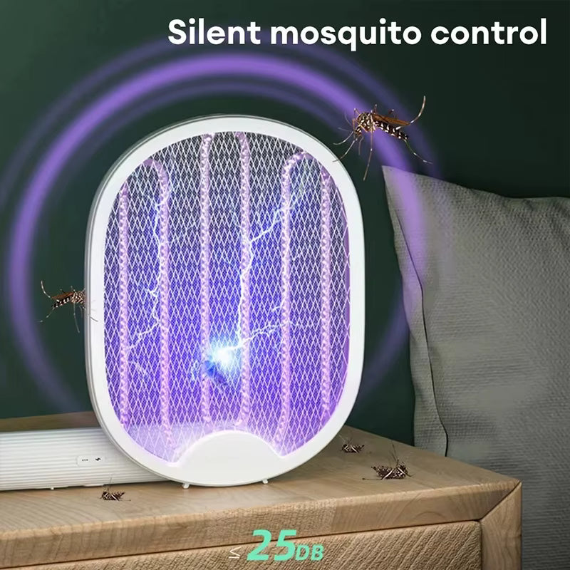 Raquette Électrique Anti-Moustiques Rechargeable Pliable UV – Tue Insectes Volants – Anti Moustique Portable