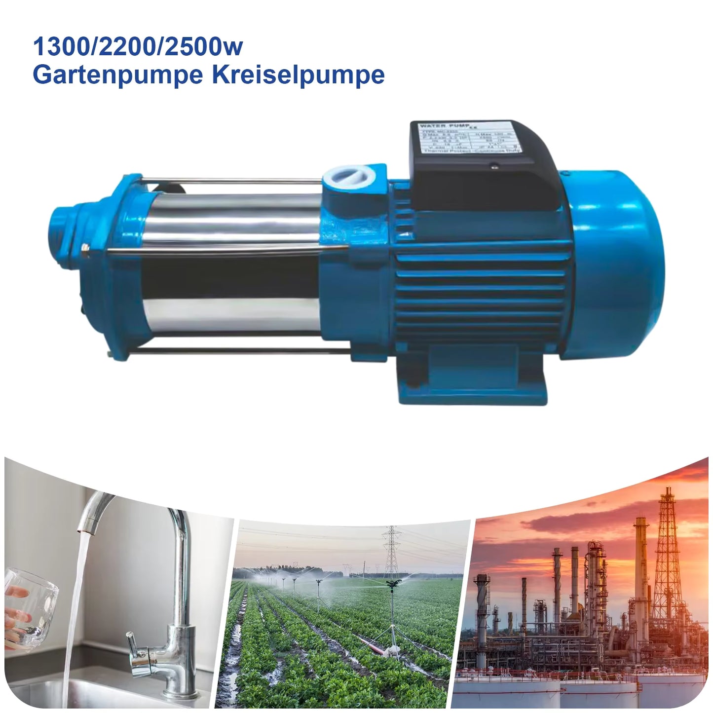 Pompe centrifuge eau domestique 1300W – 4000 L/h – Pompe de jardin arrosage – Pression élevée 220V