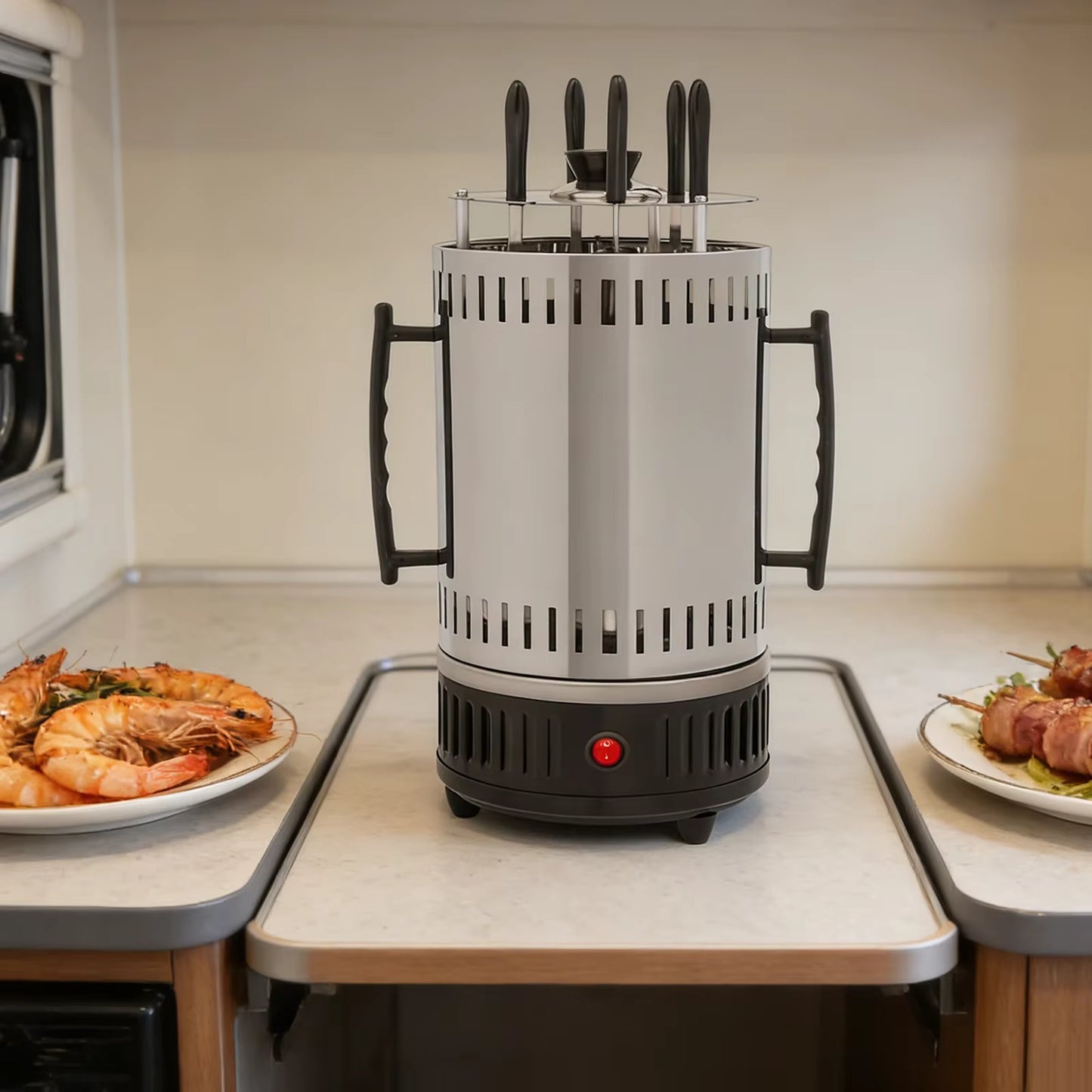 Machine à Kebab Électrique Rotative 1000 W – Rôtissoire Verticale Inox | Brochettes & Grillades à Domicile