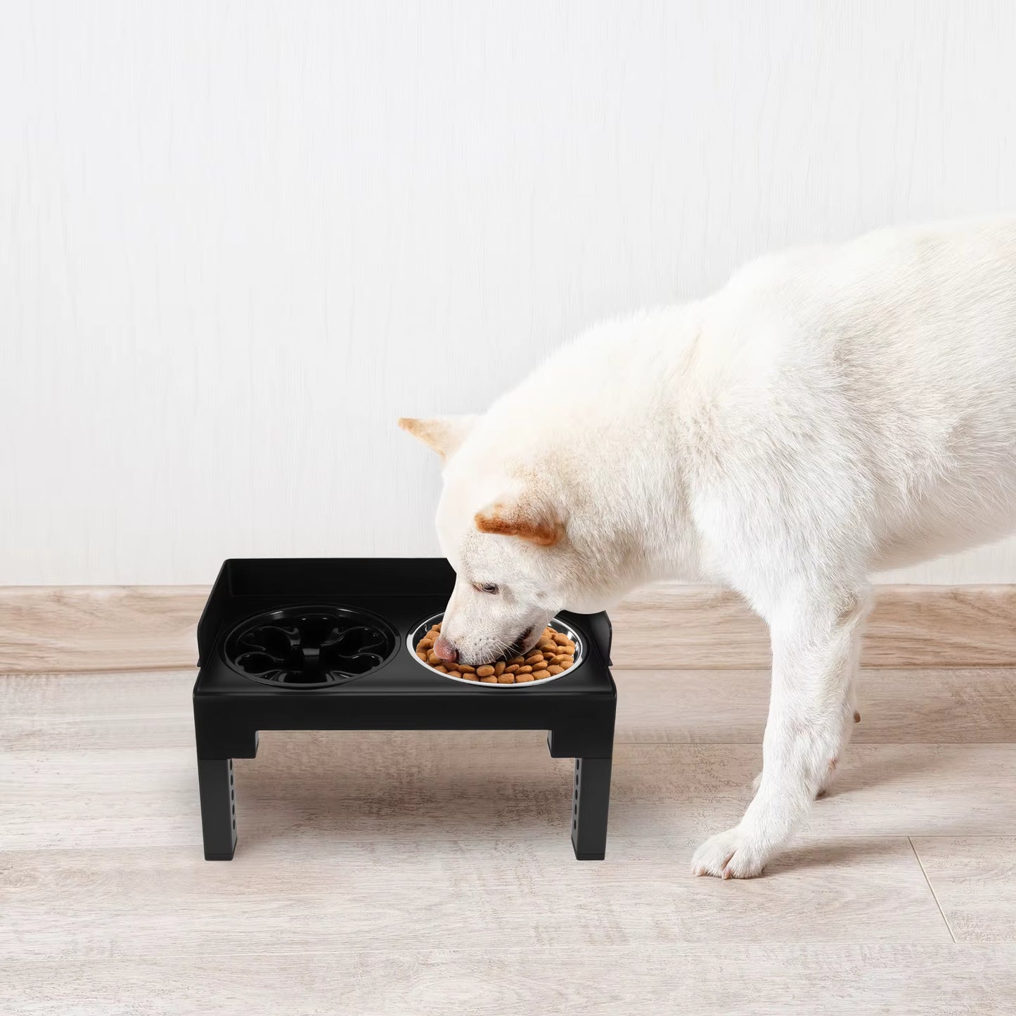 Gamelle Surélevée Réglable pour Chien et Chat avec Double Bol Inox – Support Anti Glouton et Station d'Alimentation Ergonomique