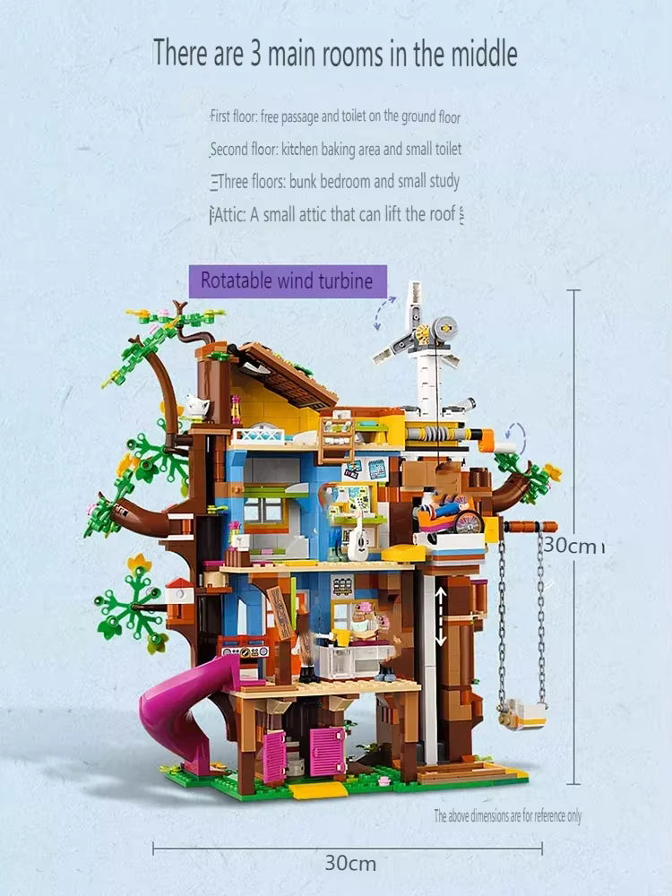 Cabane dans Arbre 1114 Pièces Blocs de Construction – Maison Nature avec Toboggan – Jeu Créatif Enfant – Cadeau Fille Garçon –
