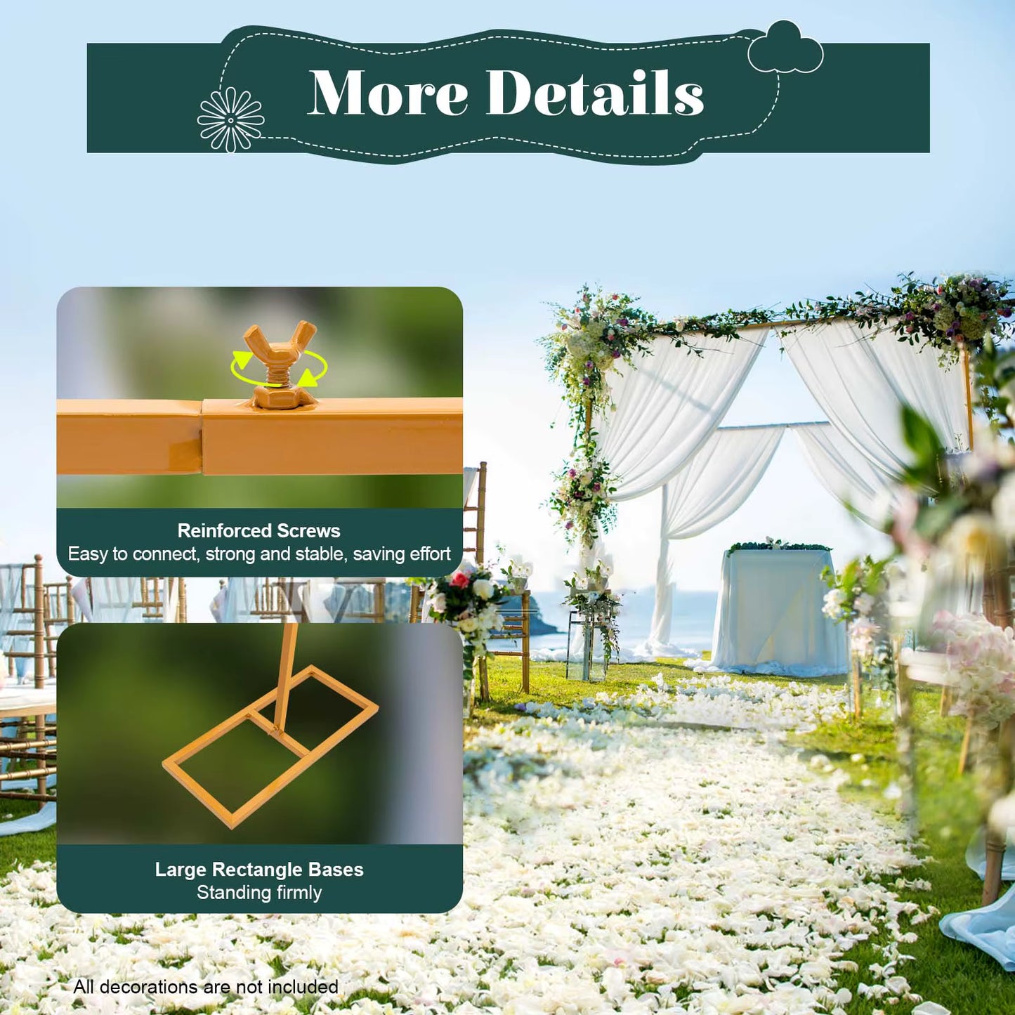 Arche de Mariage Métal 300x300 cm – Support Décoration Ballons, Fleurs et Événements – Structure Arche Jardin et Fête