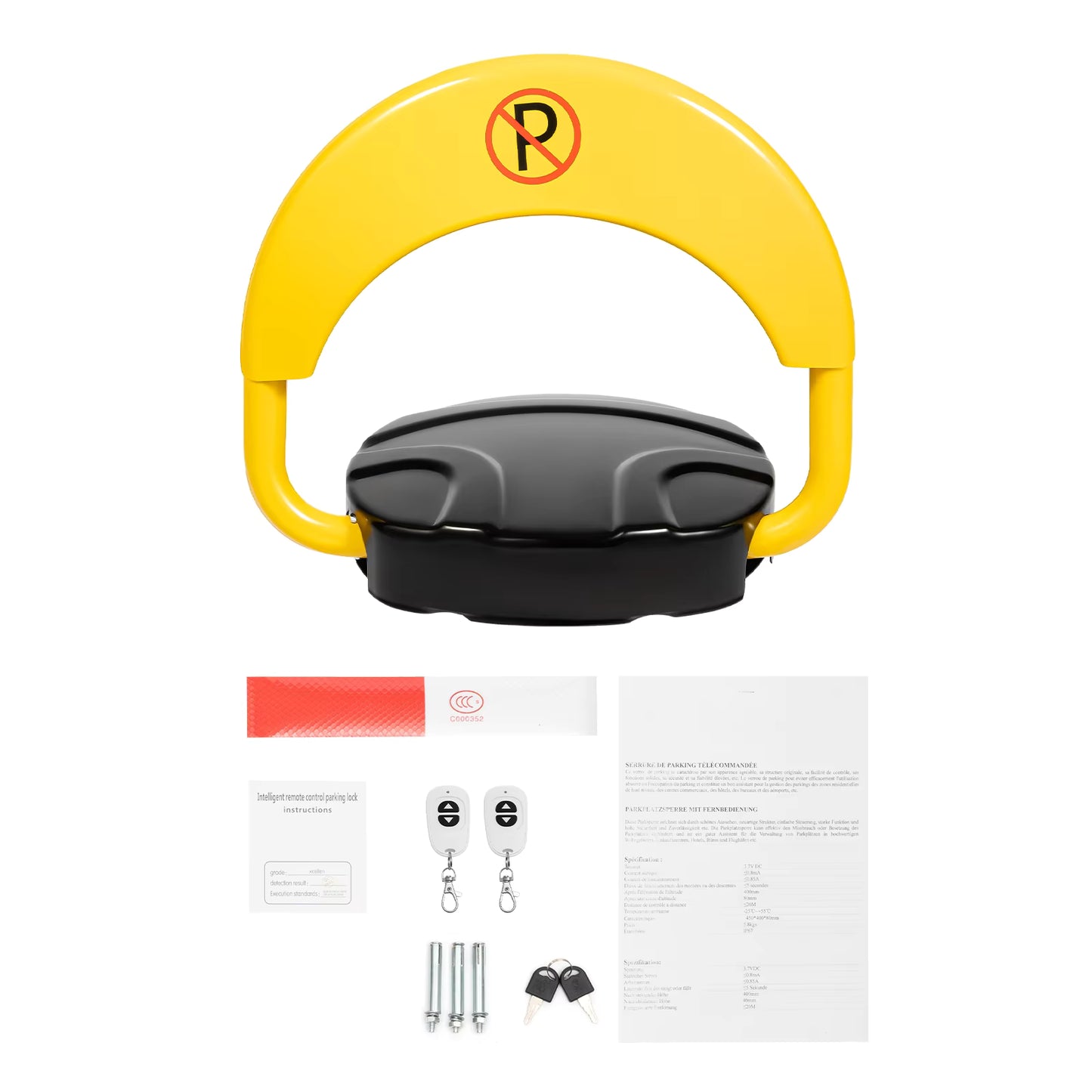 Barrière de Stationnement Rabattable 180° – Arceau de Parking avec Télécommandes et Clés