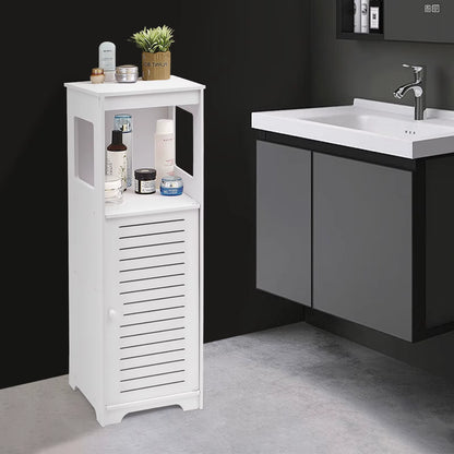 Armario de Baño de 4 Niveles de PVC – Estante de Almacenamiento Impermeable con Puerta Ventilada