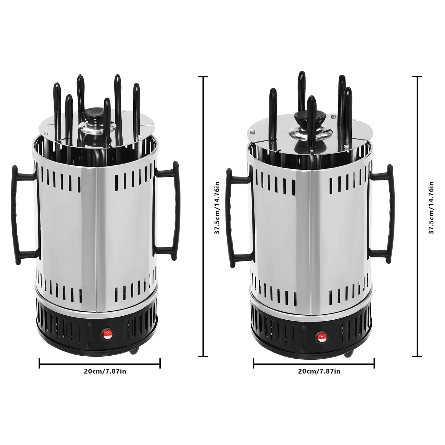 Grill électrique vertical 1000W avec brochettes rotatives