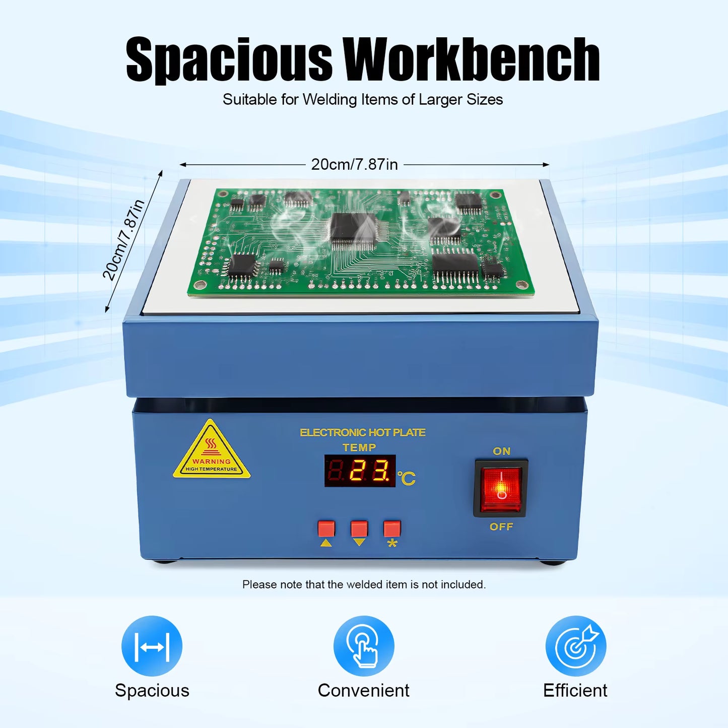 Plaque Chauffante de Soudage 800W 20x20 cm – Station de Préchauffage Électronique avec Écran LCD