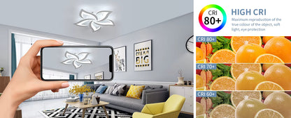 Plafonnier LED Design Pétale 60W 6750LM – Luminaire Moderne Blanc Froid 6500K