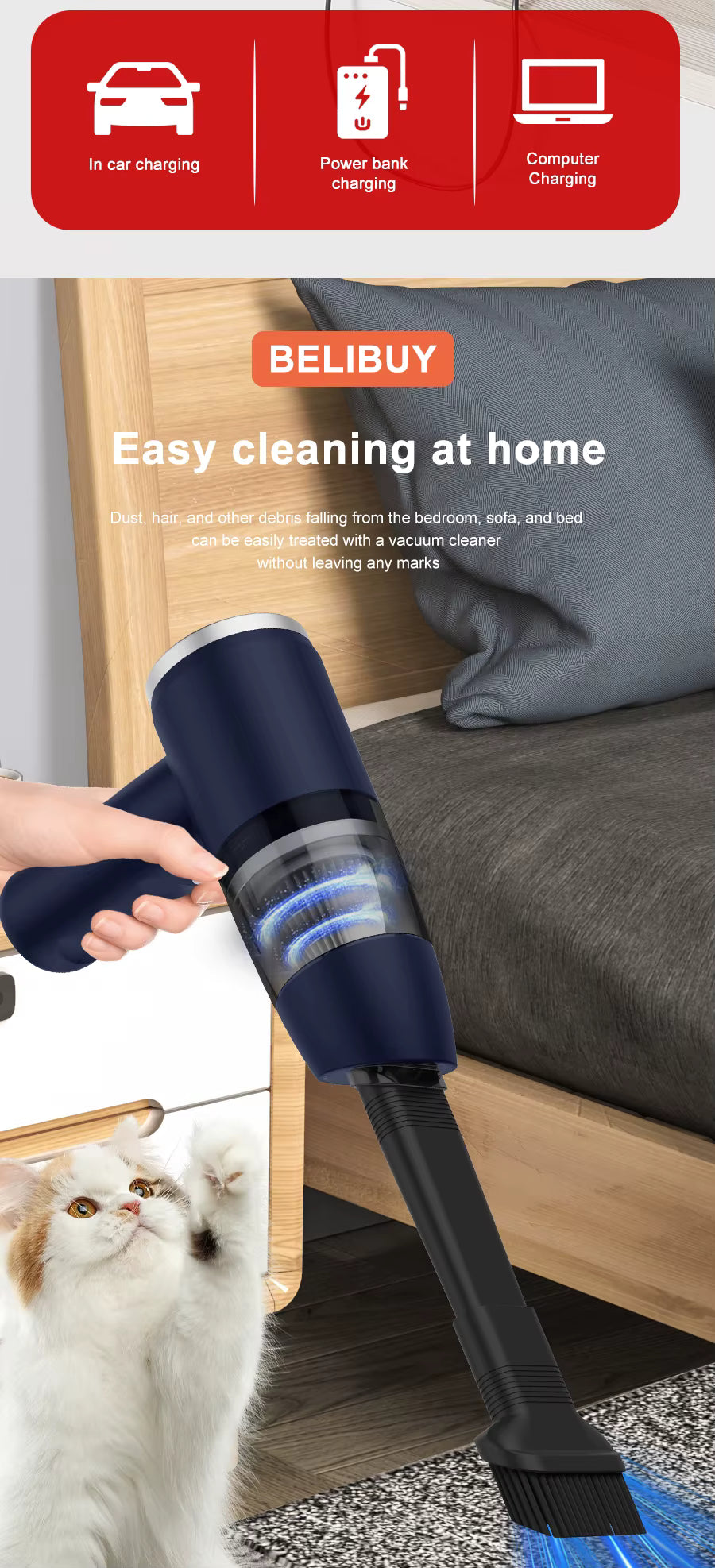Aspirateur de voiture portable sans fil haute puissance