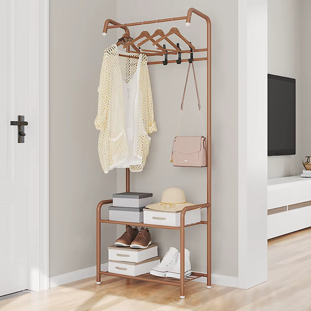 Porte-manteau 57 cm avec étagère à chaussures café