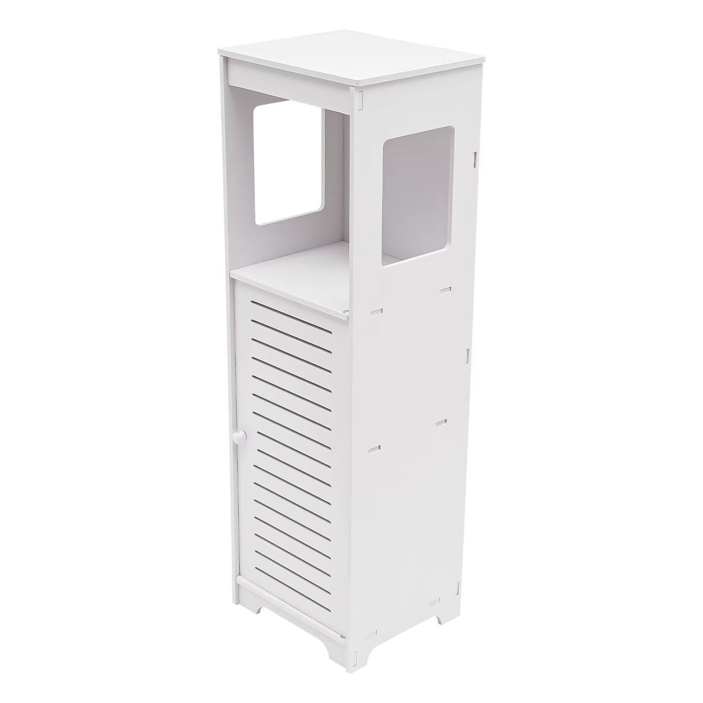 Armoire de Salle de Bain 4 Niveaux en PVC – Étagère de Rangement Étanche avec Porte Ventilée