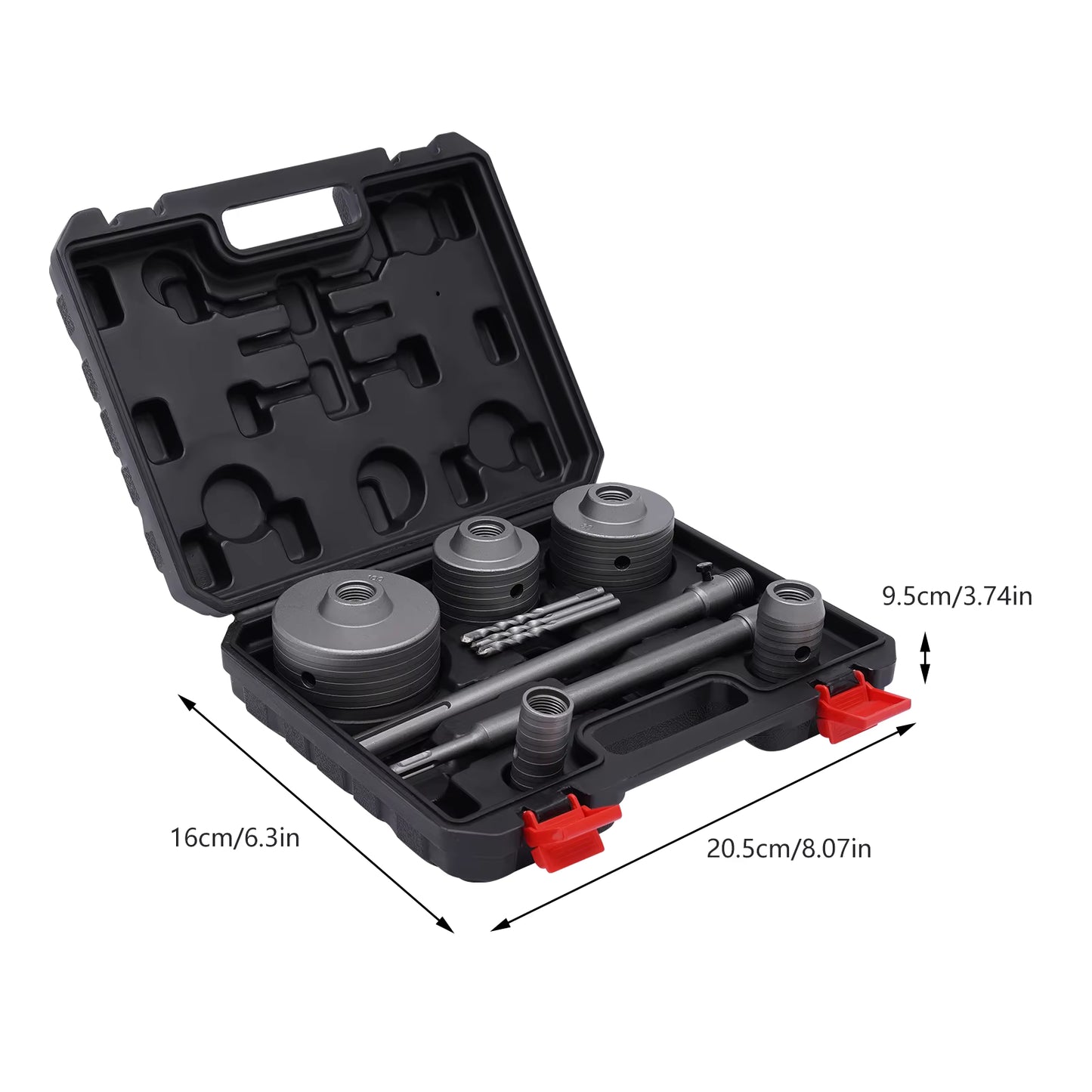 Kit Scie Cloche Béton 9 Pièces SDS-Plus/Max – Forets Carottage 30 à 100 mm pour Mur et Brique