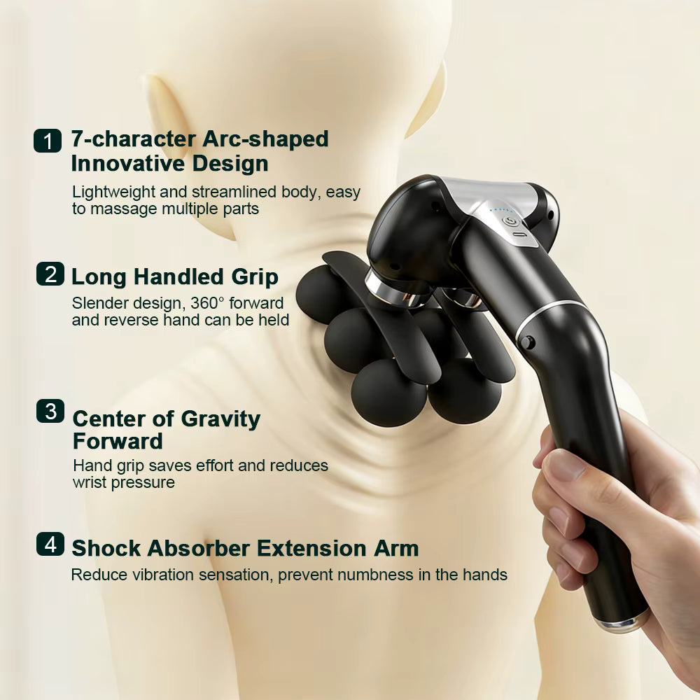 Pistolet de Massage Électrique 6 Têtes – Masseur Musculaire Haute Fréquence, Relaxation Corps, Dos, Nuque, Sport & Récupération