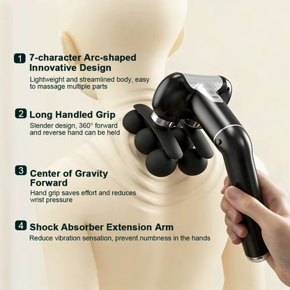 Pistolet de Massage Électrique 6 Têtes – Masseur Musculaire Haute Fréquence, Relaxation Corps, Dos, Nuque, Sport & Récupération