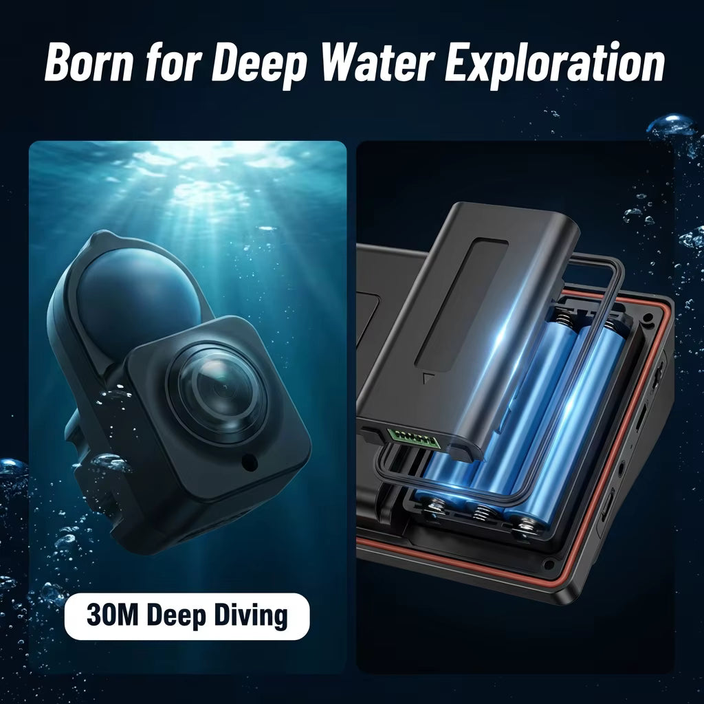 Caméra de Pêche Sous-Marine HD 30M – Détecteur de Poissons avec Écran 4,3" – Vision Nocturne, Pêche en Lac, Rivière, Bateau