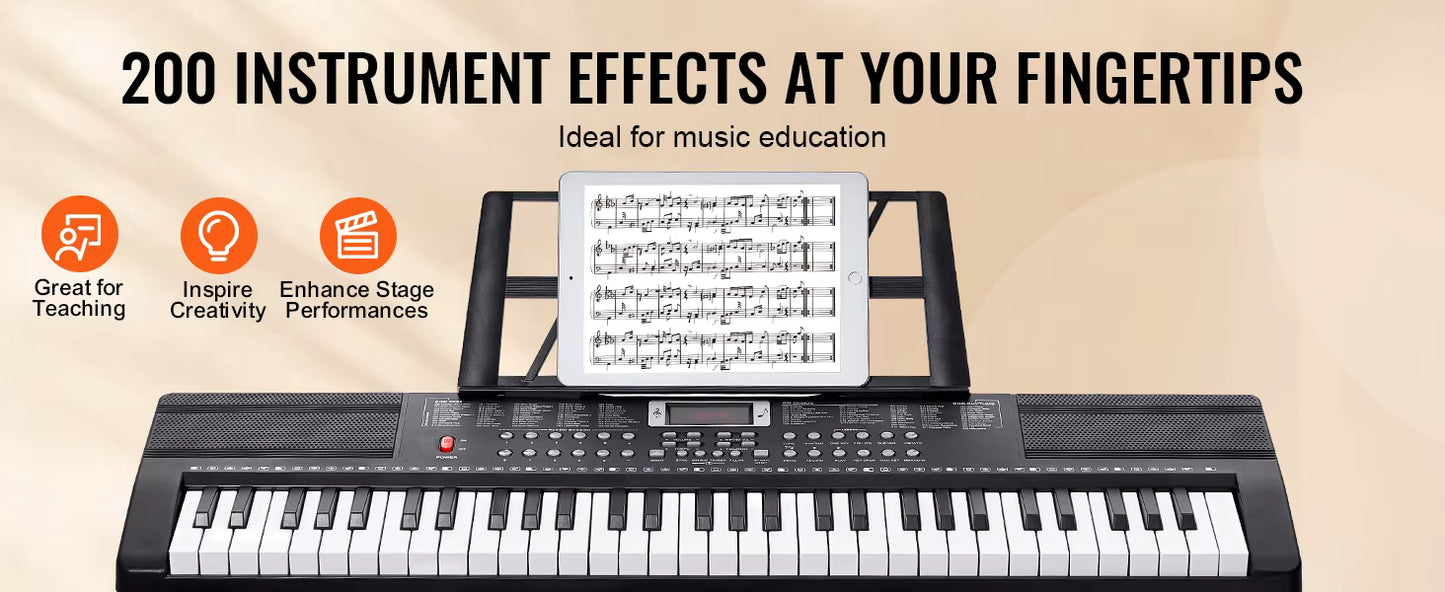 Piano Numérique 61 Touches – Clavier Électronique Portable Débutant – 200/600 Sons & 200/500 Rythmes – Piano Électrique Enfant Adulte