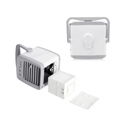 Mini Rafraîchisseur d’Air USB Portable – Ventilateur Refroidisseur Personnel Silencieux – Mini Climatiseur de Bureau Rechargeable – Refroidissement Été Maison Chambre Bureau – Blanc