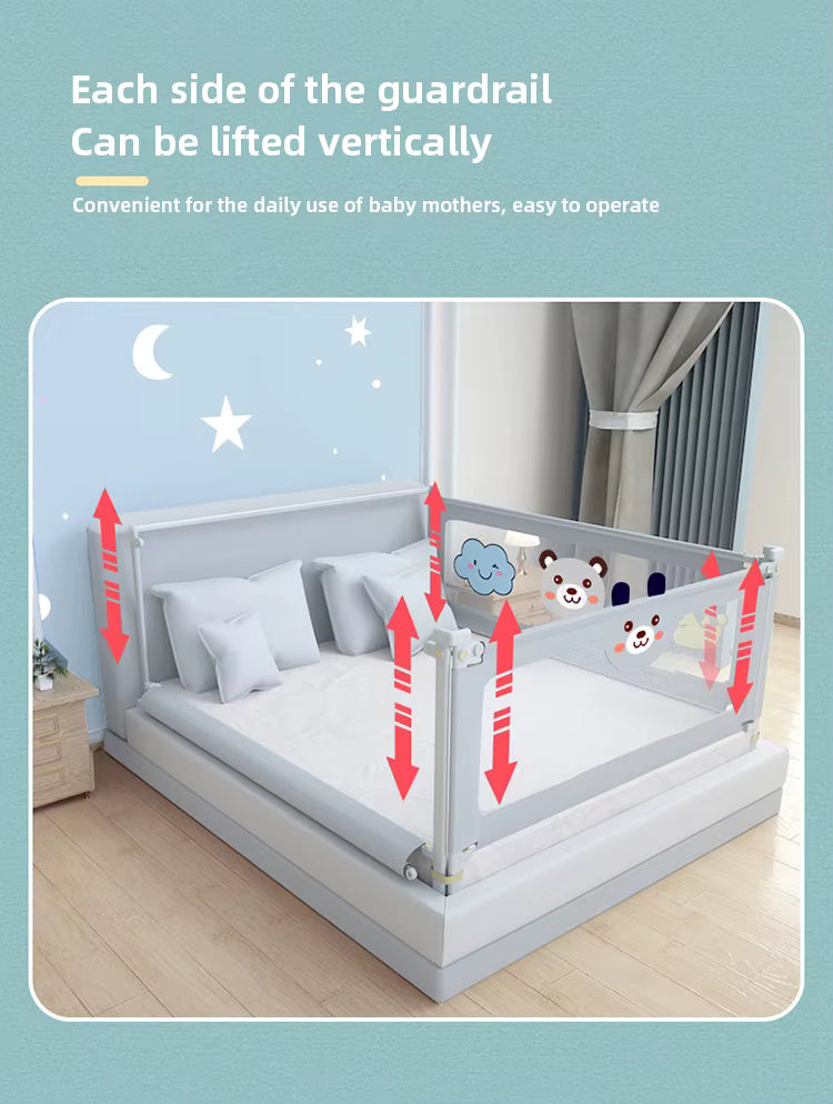 Barrière de Lit Enfant Réglable – Garde-Corps de Sécurité Relevable – Protection Bébé Lavable