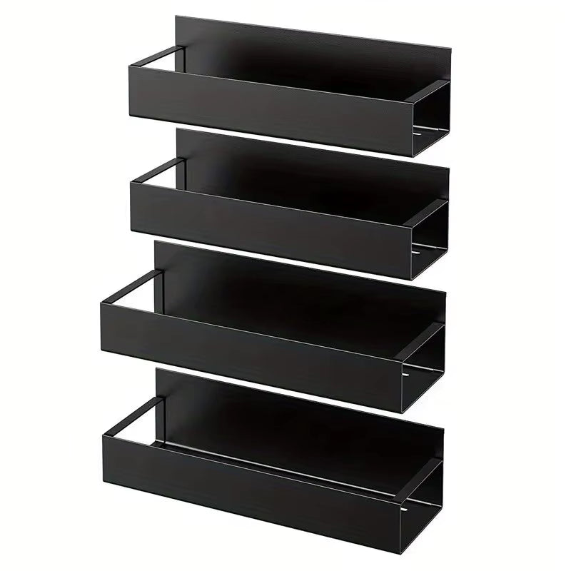 Lot de 4 Étagères Magnétiques de Rangement – Organisateur Métallique pour Réfrigérateur, Cuisine, Machine à Laver | Noir | Neuf
