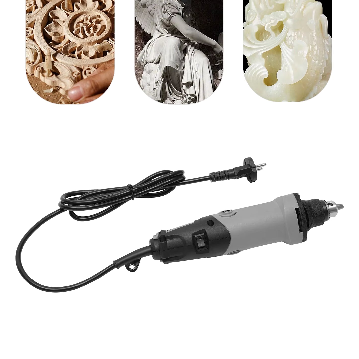 Perceuse électrique filaire 400 W à 6 vitesses avec kit de meulage rotatif