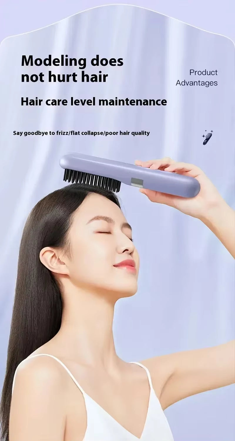 Brosse Lissante Électrique Sans Fil – Lisseur Cheveux Anti-Brûlure à Ions