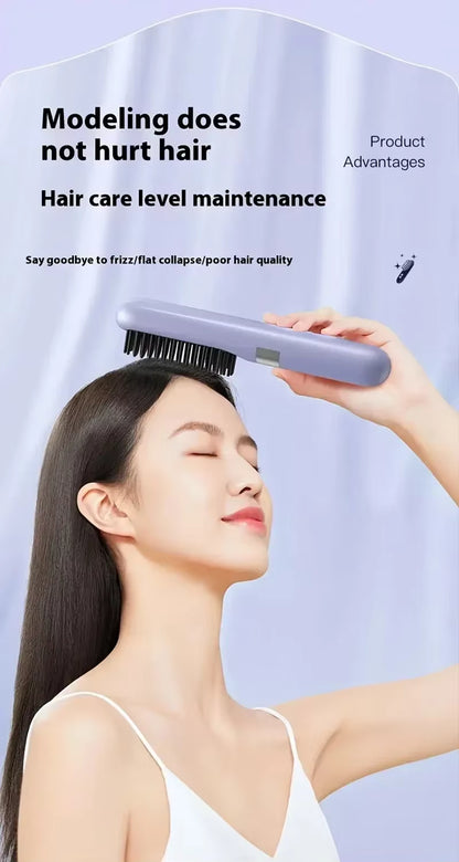 Brosse Lissante Électrique Sans Fil – Lisseur Cheveux Anti-Brûlure à Ions