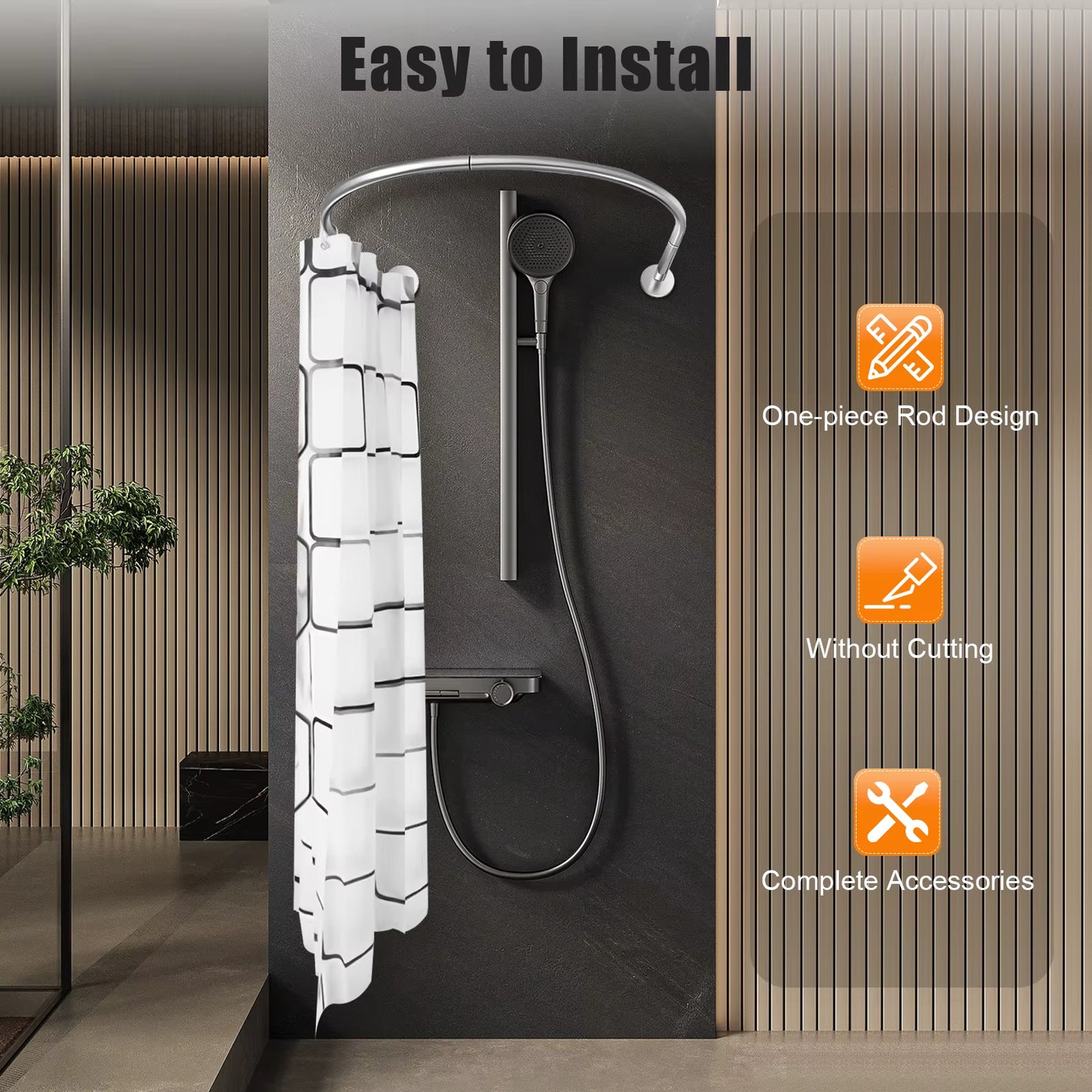 Tringle de douche extensible 0,9-1,3 m en inox