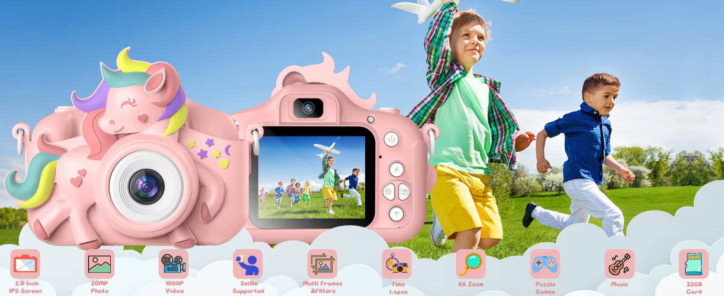 Caméra Enfant 2.0” 20MP 1080P – Appareil Photo HD avec Carte 32Go