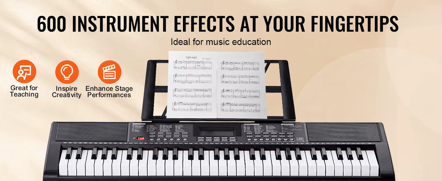 Piano Numérique 61 Touches – Clavier Électronique Portable Débutant – 200/600 Sons & 200/500 Rythmes – Piano Électrique Enfant Adulte