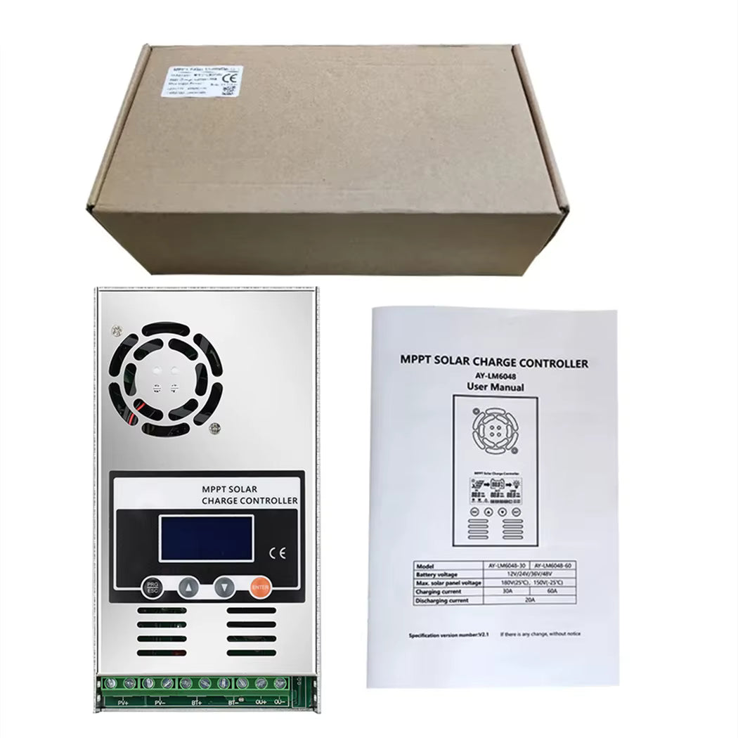 Régulateur de Charge Solaire MPPT 60A 12V-48V – Contrôleur Panneau Solaire avec Écran LCD