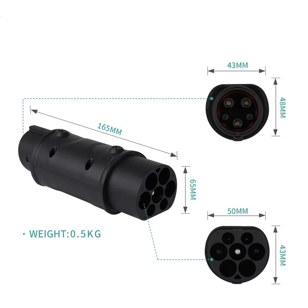 Adaptateur Chargeur EV 32A 7kW Type 2 vers Type 1 J1772 pour Voiture Électrique Connecteur de Recharge