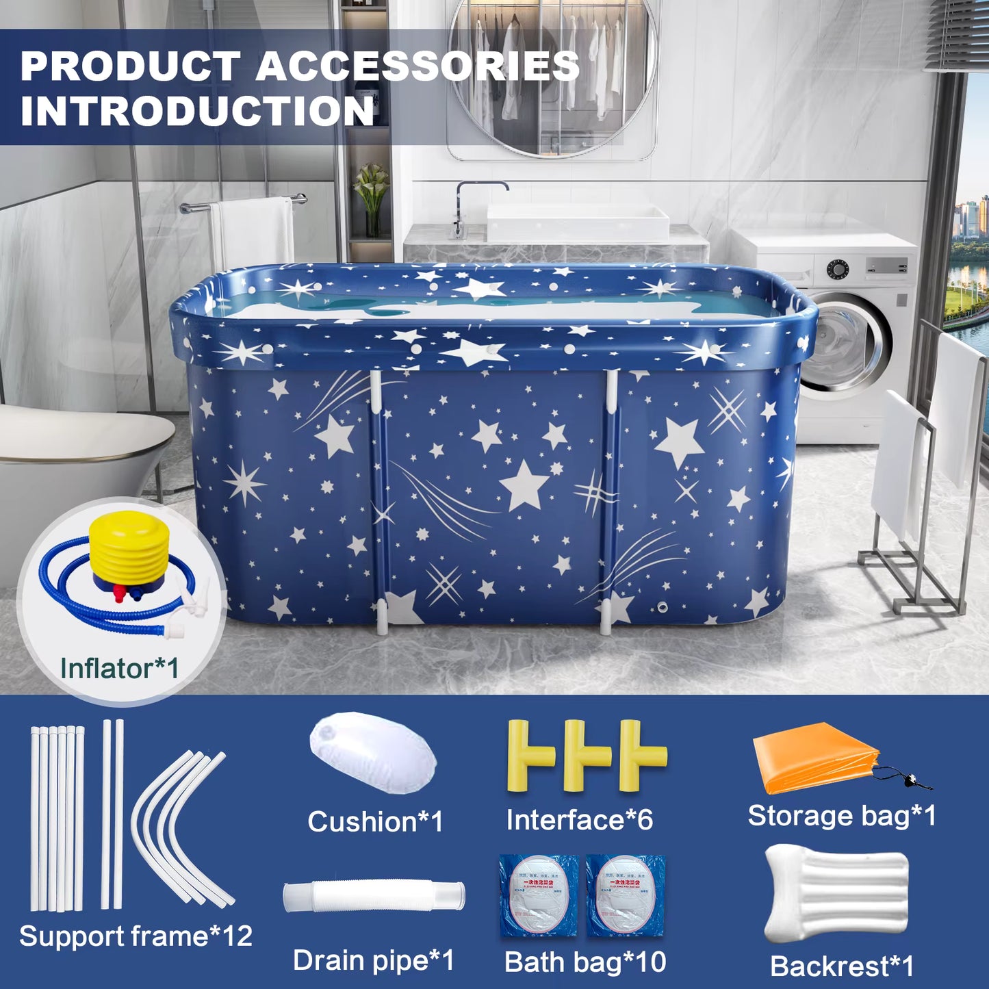 Baignoire Pliable Portable Adulte Enfant – Bain Relaxant SPA à Domicile – Bassin Grande Capacité avec Isolation – Bain Chaud ou Froid