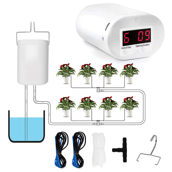 Sistema de riego automático USB para plantas de interior: kit de riego por goteo con programador para 8 macetas
