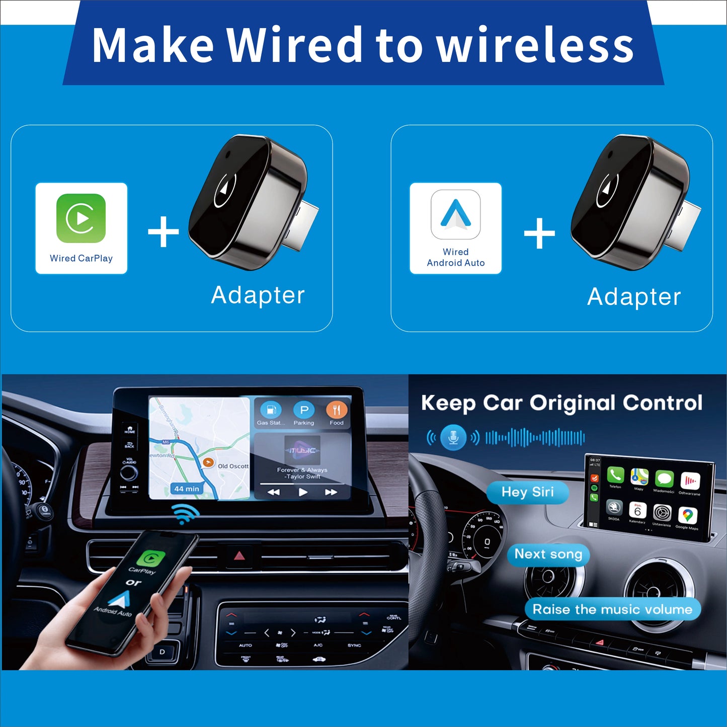 Adaptateur CarPlay Sans Fil pour iPhone – Dongle WiFi 5 GHz Plug & Play Compatible iOS 10+
