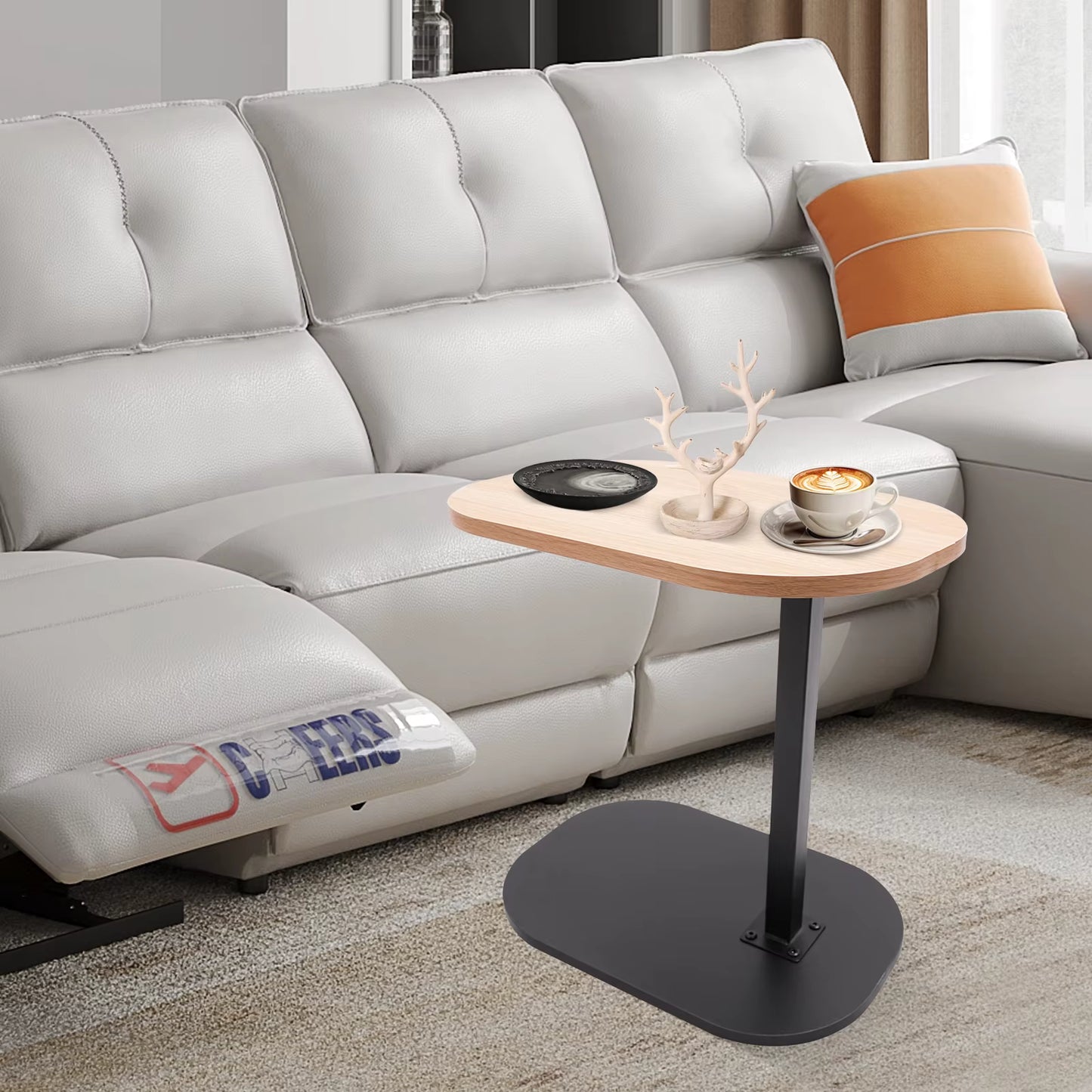 Table d’Appoint Réglable 45-80 cm – Petite Table en Forme C pour Salon, Lit ou Canapé