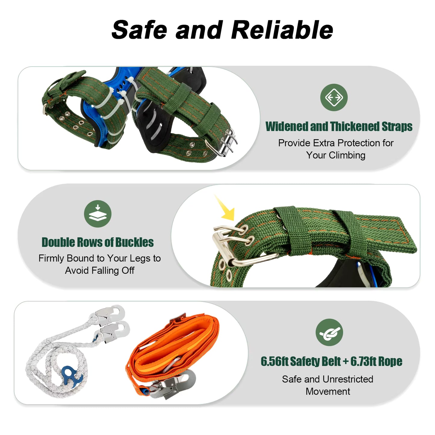 Griffes d’Escalade d’Arbre avec Ceinture de Sécurité – Kit d’Escalade Portable