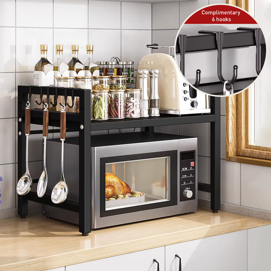 Organisateur d’étagère extensible pour micro-ondes 42–64 cm