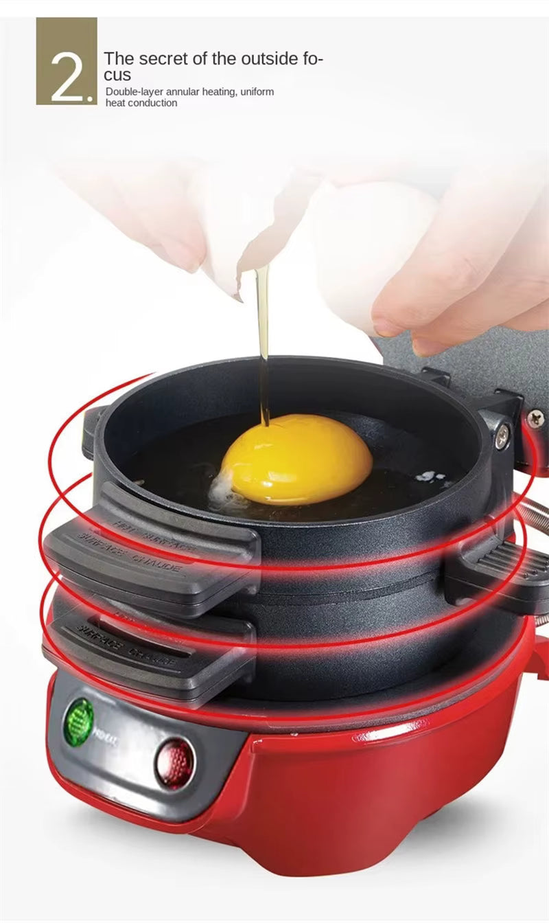 Machine à Hamburgers Multifonctionnelle Électrique 220V Mini Appareil Petit Déjeuner Antiadhésif Rouge Compact