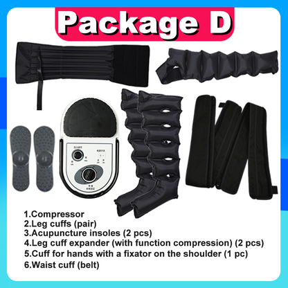 Masseur de Compression d’Air Premium Corps Complet 220V – Massage Pneumatique Jambes Bras Taille Pieds et Mollets – Appareil Relaxation Musculaire Haut de Gamme