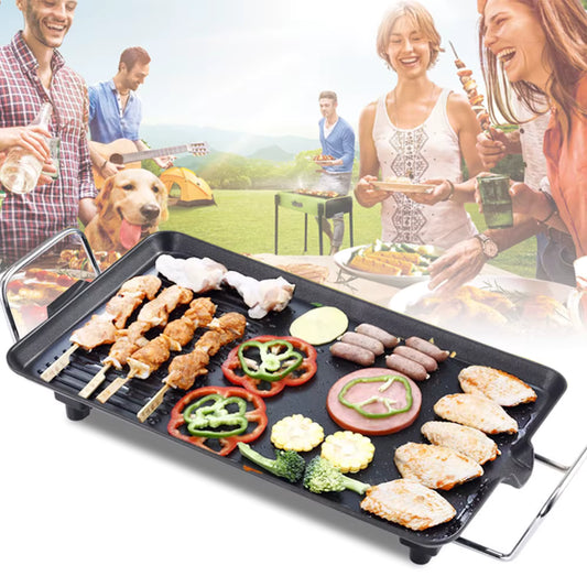 Grill Barbecue Électrique Portable – Plaque de Cuisson Antiadhésive, Température Réglable, Sans Fumée, Intérieur & Extérieur