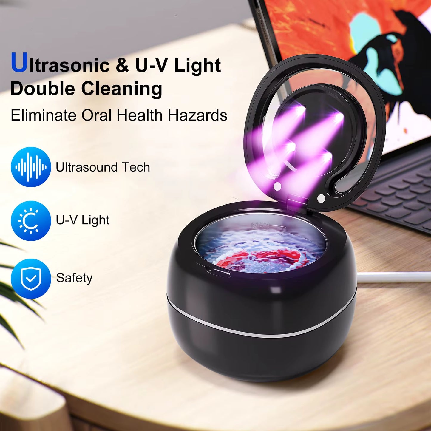 Nettoyeur Ultrason Portable pour Bijoux et Prothèses Dentaires – Nettoyage Ultrason avec UV