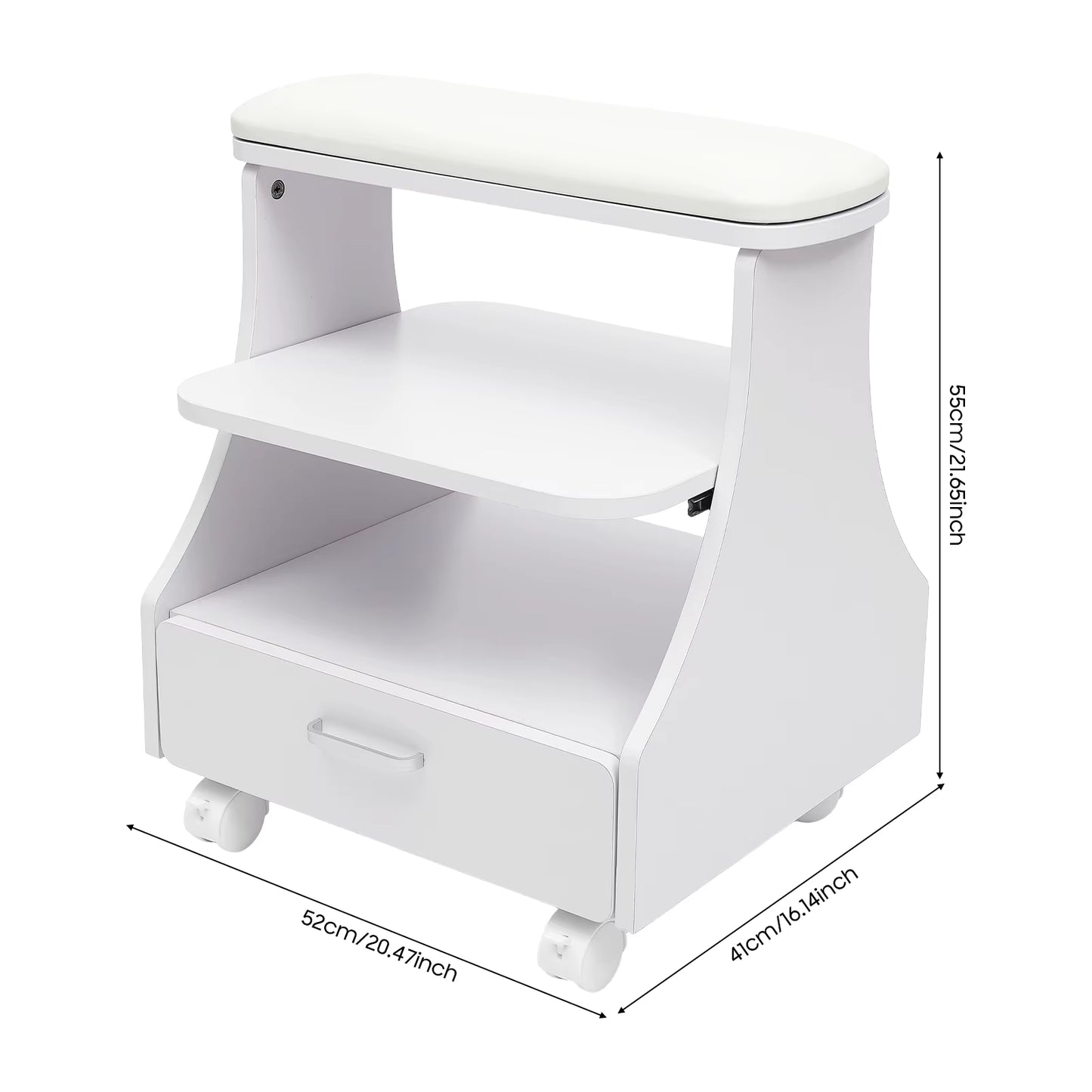 Chariot de Pédicure Professionnel avec Tiroir – Meuble Nail Art à Roulettes pour Salon de Beauté – Support Manucure Spa Blanc