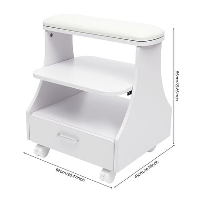 Chariot de Pédicure Professionnel avec Tiroir – Meuble Nail Art à Roulettes pour Salon de Beauté – Support Manucure Spa Blanc