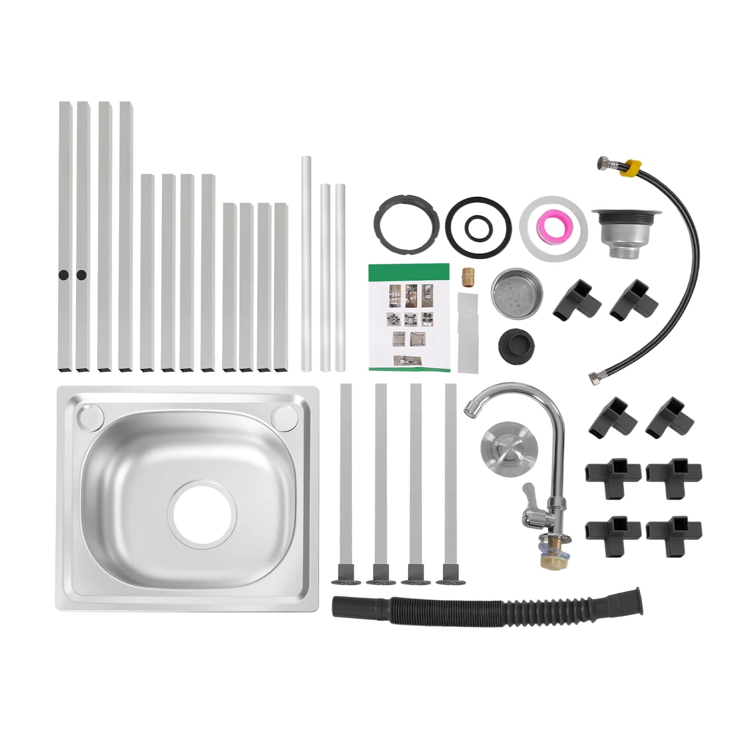 Évier autonome inox avec support, robinet 360°, évier de cuisine mobile, meuble évier extérieur, rangement intégré, usage intérieur et extérieur