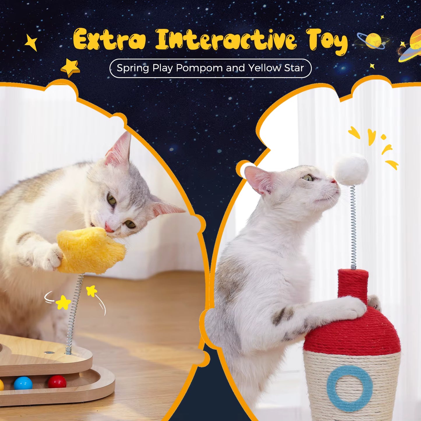 Poste à Gratter pour Chat Fusée Espace – Arbre à Chat Design Spatial – Poteau à Griffer avec Plateforme – Accessoire pour Chat d’Intérieur