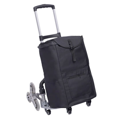 6-Wheel Foldable Stair-Climbing Trolley – Shopping and Transport Cart with Bag – Stair Climber, Lightweight and Durable