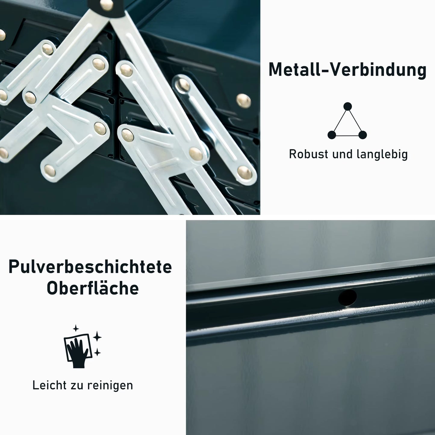 Boîte à outils pliable en acier avec 5 compartiments – Boîte de rangement pour artisanat et réparations – 57 x 21 x 41 cm