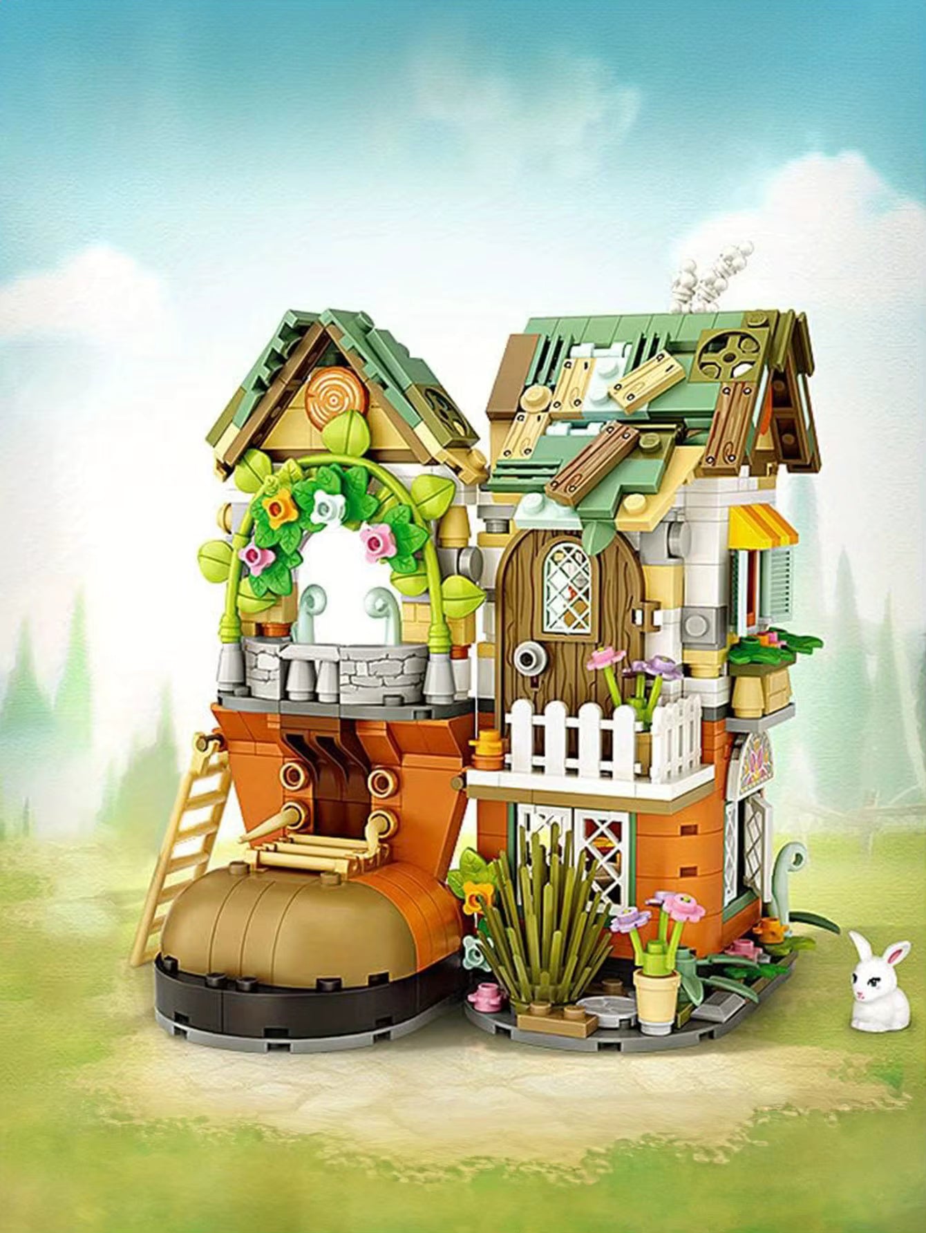 Cabane Miniature en Blocs de Construction – Maison Fantaisie DIY à Assembler – Décoration Jardin Féérique – Jeu Créatif Adulte Enfant