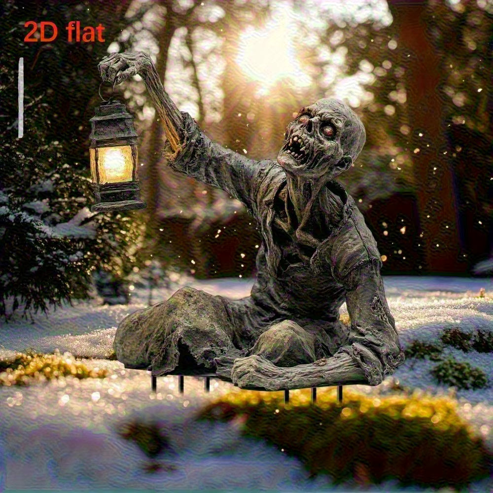 Décoration Halloween Zombie Lanterne Acrylique 2D à Planter – Ornement Effrayant Jardin Maison