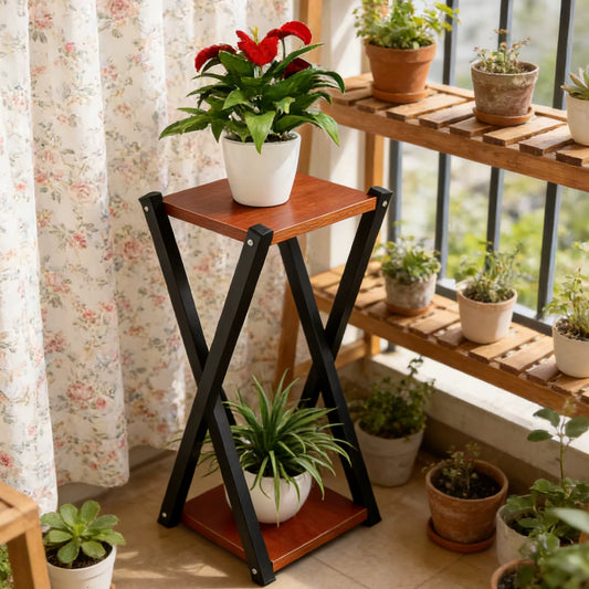 Support Plante Bois 60 cm – Étagère à Fleurs Intérieur Extérieur – Porte Plante Design Moderne pour Salon, Balcon, Terrasse et Jardin