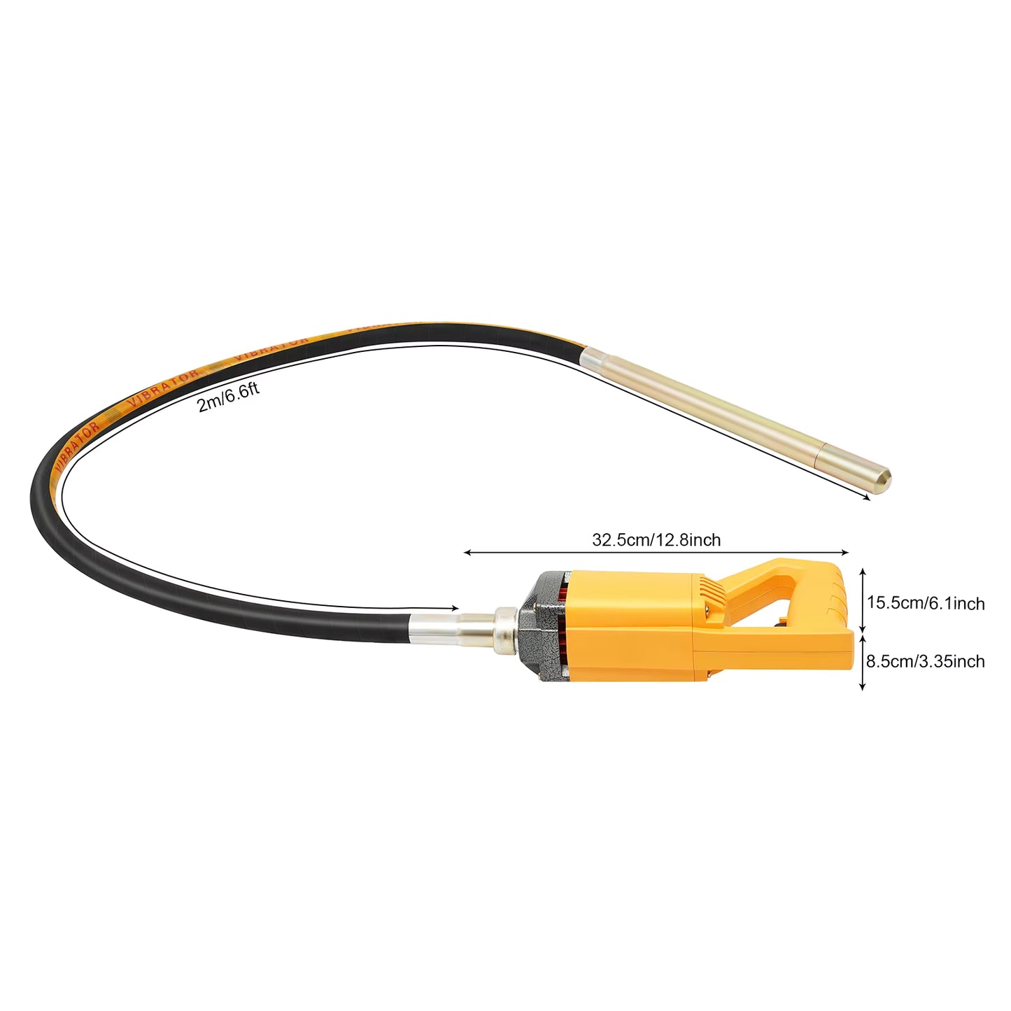 Vibromasseur Électrique pour Béton 1300W Sans Fil – Aiguille Vibrante 2 m pour Compactage Béton – Outil de Construction Portable